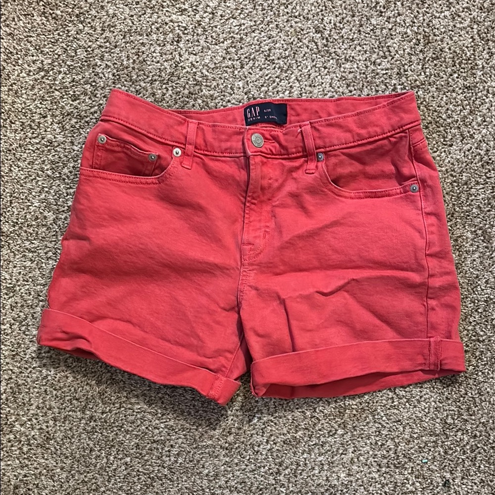 GAP Red Denim Shorts 6/28 5” inseam EUC